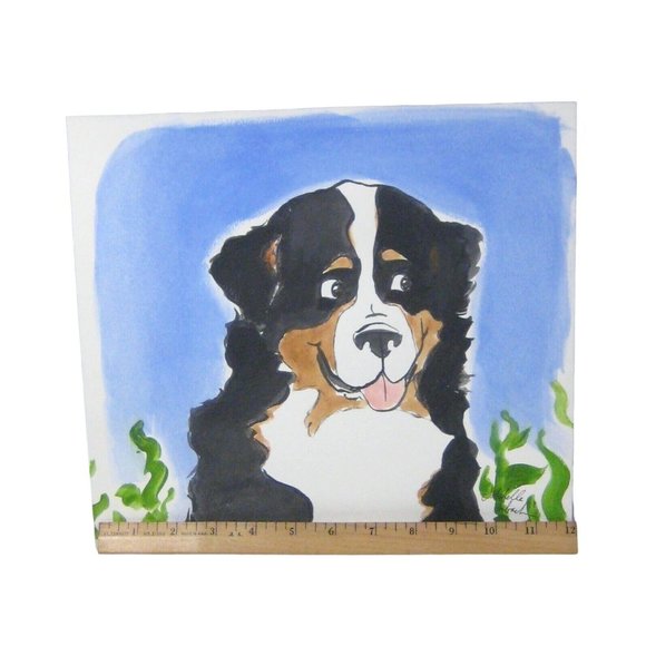 Michelle Imbach Art Bernese Mountain Dog Watercolor Painting Paper 12.25 In - Picture 2 of 6